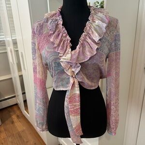 Zara Multicolor Paisley Ruffle Blouse